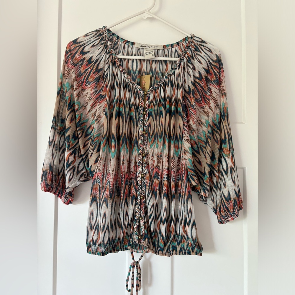 American Rag 3/4 sleeve bohemian top